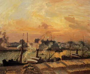 Boats, Sunset, Rouen