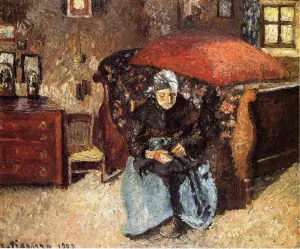 Elderly Woman Mending Old Clothes, Moret