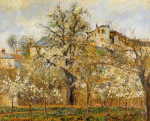 Kitchen Garden with Trees in Flower, Spring, Pontoise by Art