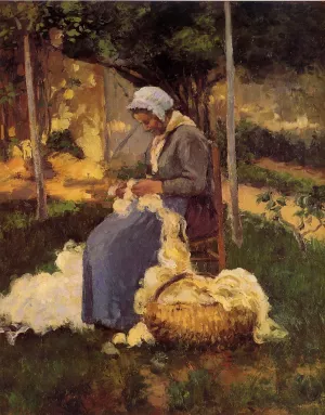 Peasant Woman Carding Wool