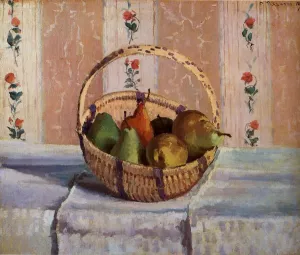 Still Life, Apples and Pears in a Round Basket