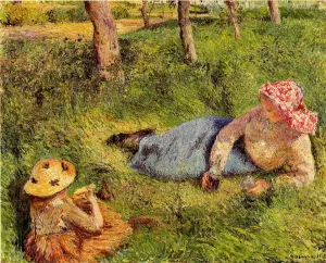 The Snack, Child and Young Peasant at Rest also known as Afternoon Break, Child and Young Peasant Woman Resting