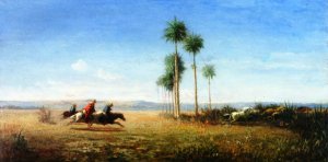 Three Riders and Horses Galloping on a Plain Venezuela by Art